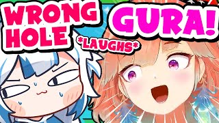 Gura: Oh, wrong hole! Calli: It happens Gura: *giggles*